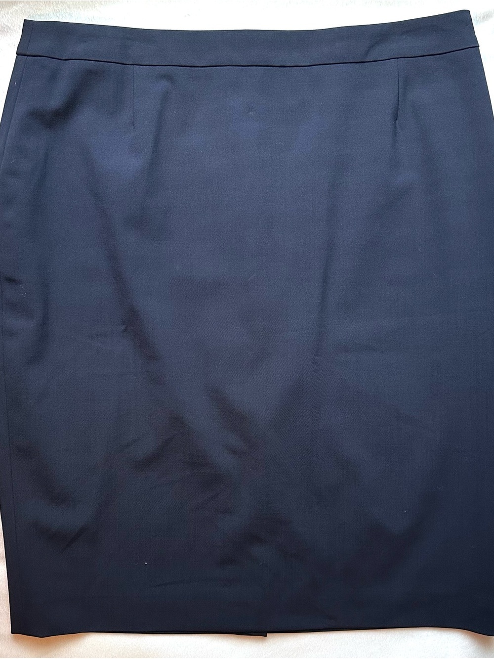 Huge Boss Navy Blue Fitted Pencil Skirt Sz 12 Zipper Back Career Office Work